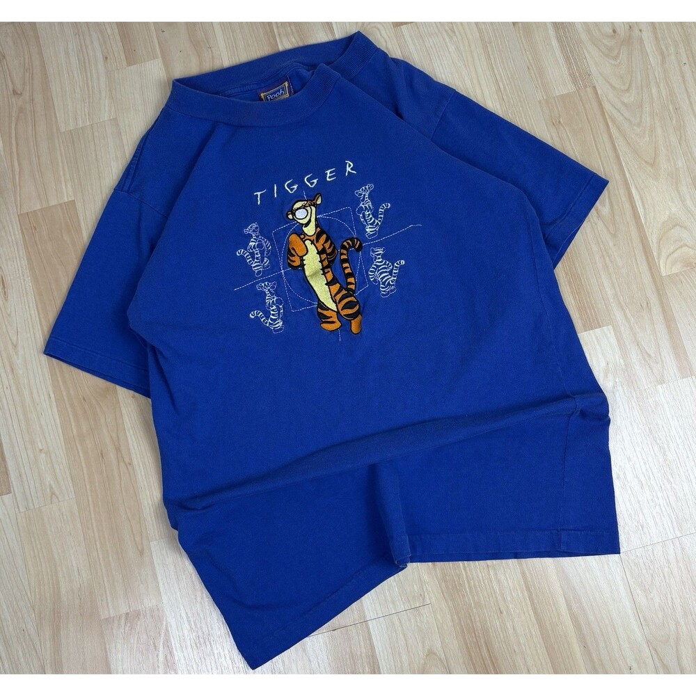 Vintage 90s Disney Tiger Graphic T-Shirt / Blue / Size Medium / Short Sleeve